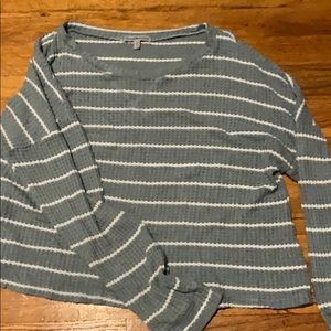 Charlotte Russe green and white striped ribbed top